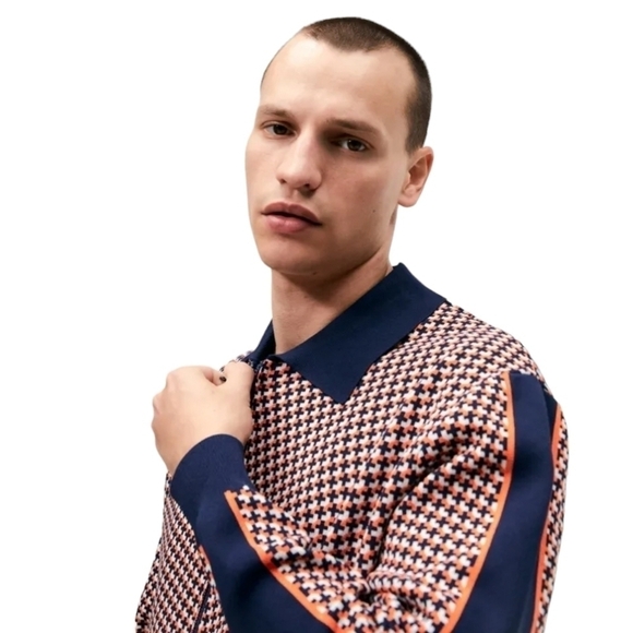 Zara | Men's Geometric or Jacquard Cardigan Sweater Jacket (Size XL) - Picture 6 of 15